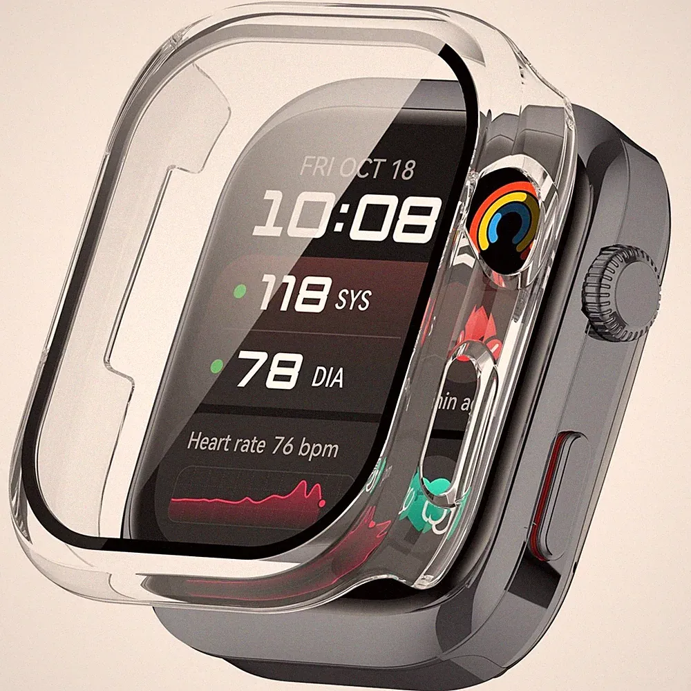 Für Huawei Watch D2 Kunststoff Smart Hülle + Tempered H9 Hart Glas Transparent