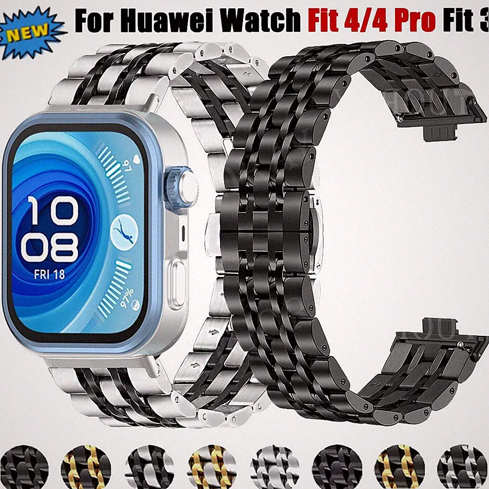 Für Huawei Watch Fit 3 4 5 Pro Luxus Smart Watch Metall Edelstahl Armband Ersatz