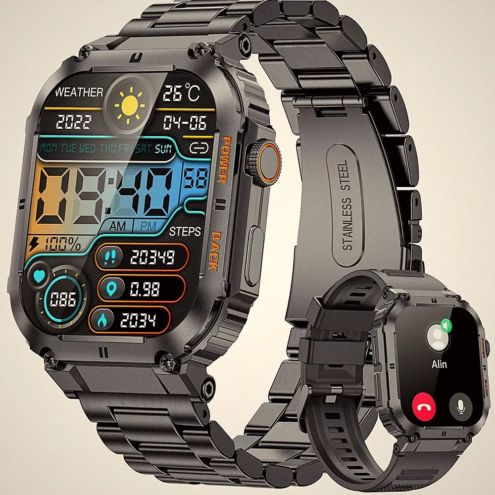 Für Samsung Android iPhone Smartwatch Herren Taktisch Militär Anruf Wasserdicht
