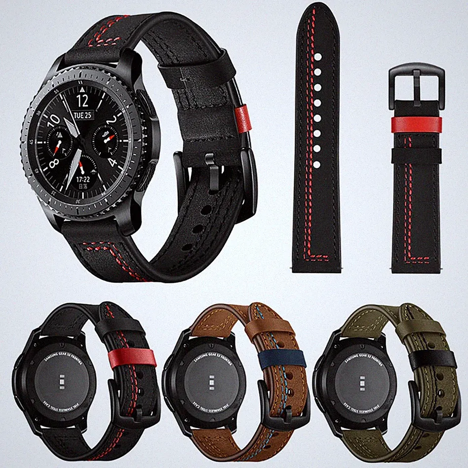 Für Samsung Galaxy 46mm Gear S3 Frontier Band Echt Leder Smart Watch Armband