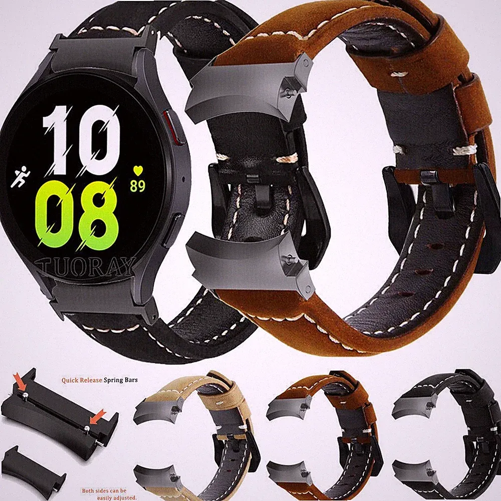 Für Samsung Galaxy Smart Watch 5 Pro 45mm 7 6 5 4 40 44mm 42 47mm Leder Armband