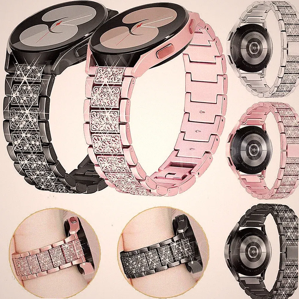 Für Samsung Garmin Huawei Amazfit Smartwatch 20/22mm Bling Metall Armband Ersatz