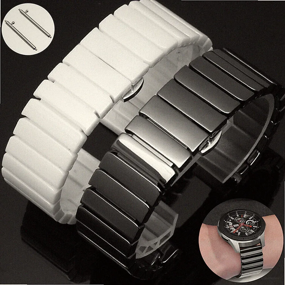 Für Samsung Huawei Amazfit Keramik Armband ✅ 20mm 22mm Gliederarmband Edelstahl