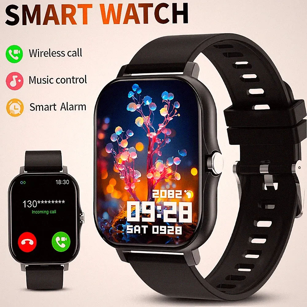 G.L Wear Smartwatch 1,83" HD Display Bluetooth Anruf Herzfrequenz Tracker