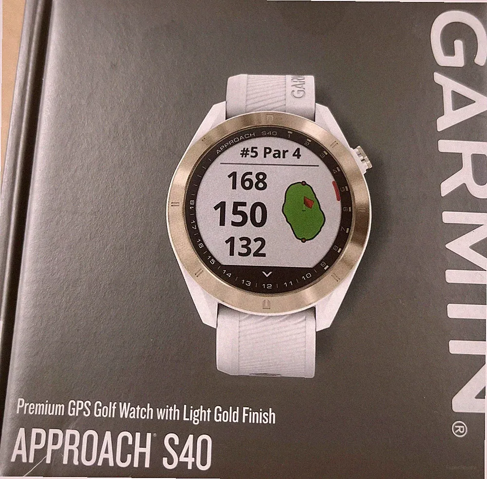 Garmin Approach S40 Golfuhr Weiß+goldfarbener Lünette,+ Zubehör Smartwatch GPS