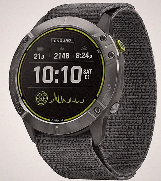 Garmin Enduro GPS Multisportuhr grau/silber Solar Smartwatch mit Nylon Band