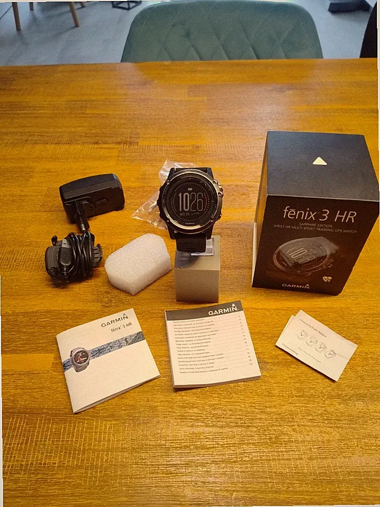 Garmin Fenix 3 HR Herren Multi Sport Uhr , GPS SmartWatch, Ladekabel , Full Set