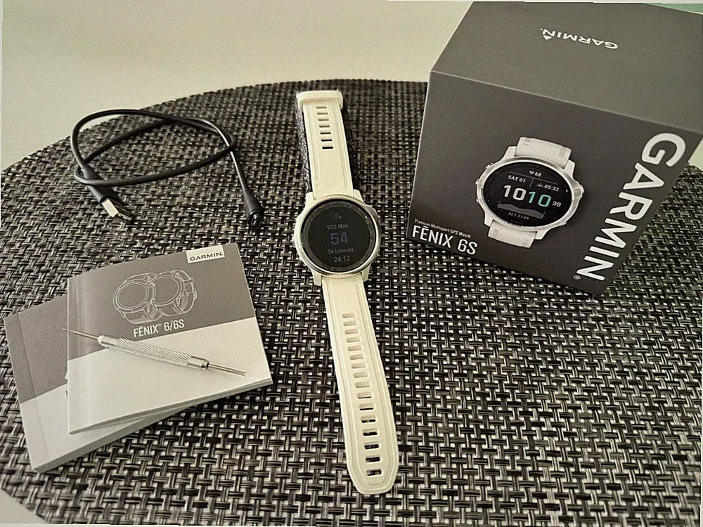 Garmin Fenix 6S GPS-Laufuhr 42mm Gehäuse mit Silikonarmband - Edelstahl