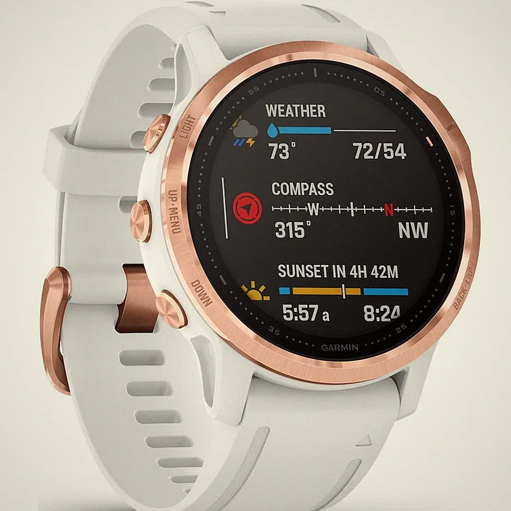 Garmin Fenix 6S Pro GPS Smartwatch 32GB Roségold Weiß Bluetooth WiFi ANT+