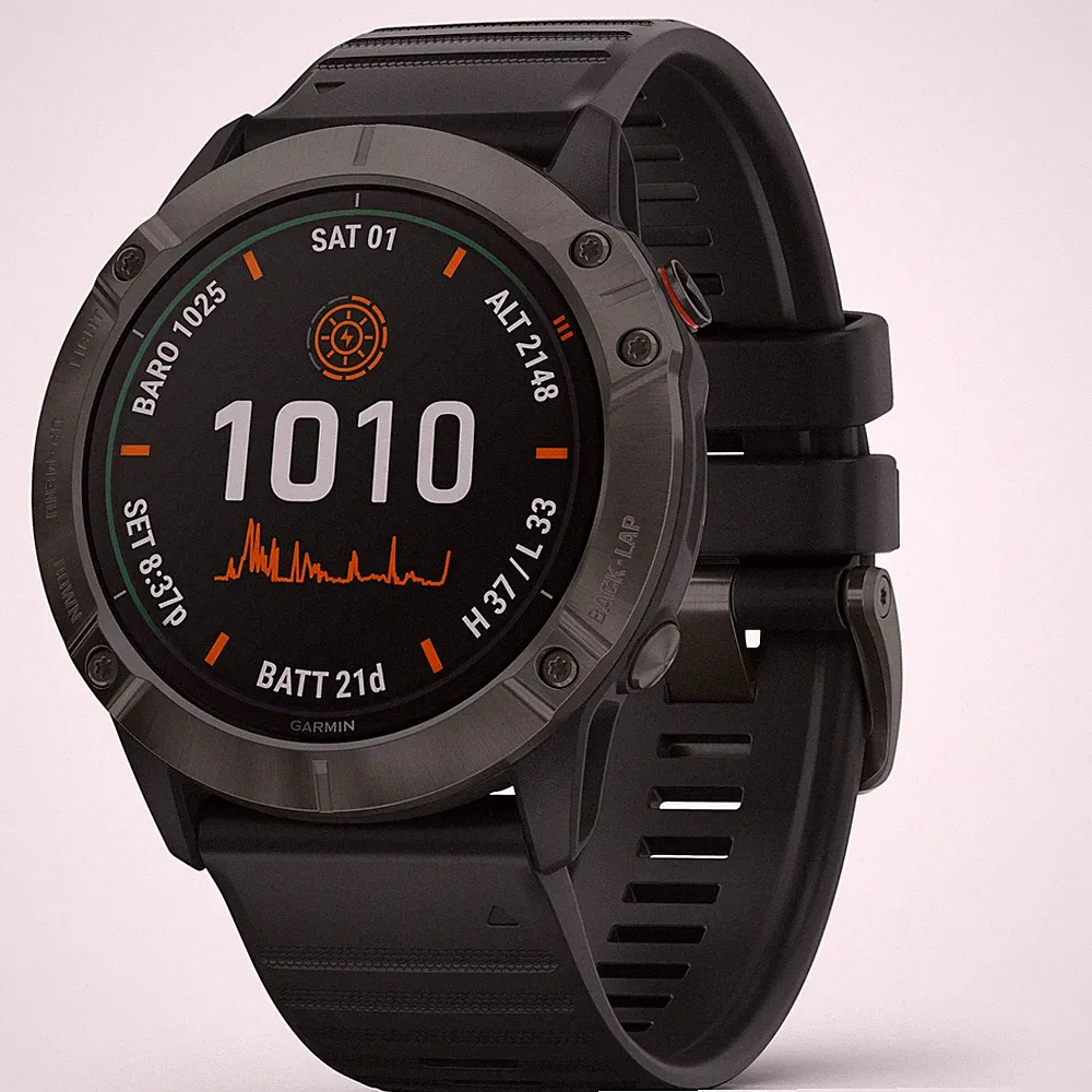 Garmin Fenix 6X Pro Solar Titanium Multisport GPS Uhr Smartwatch schwarz Onesize