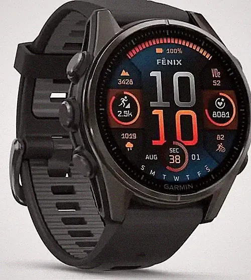 Garmin Fenix 8 43 mm carbongrau am Silikonarmband schwarz [Wi-Fi, Sapphire Editi