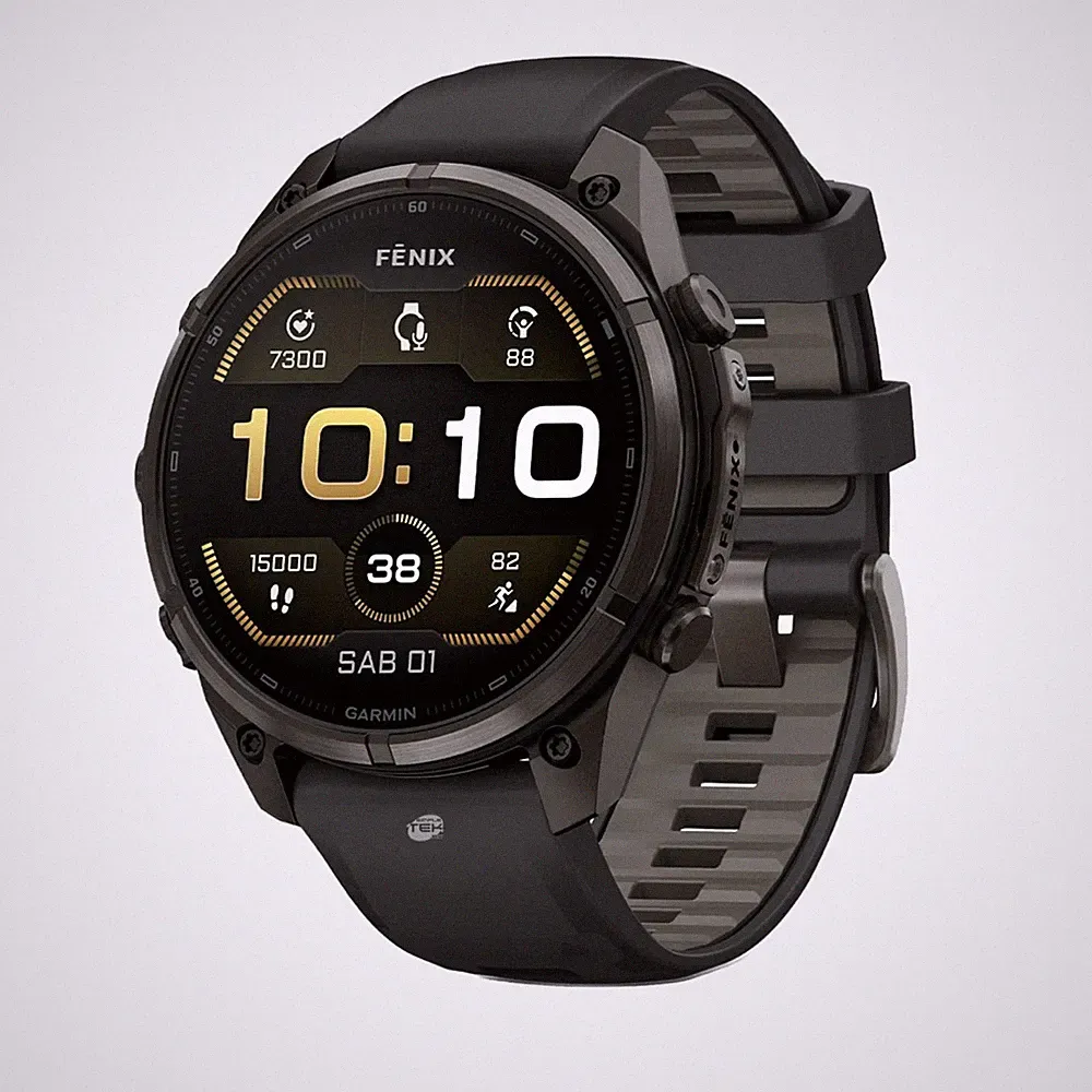 Garmin FENIX 9 PRO Titan Smartwatch GPS 51 mm Carbon DLC Grau Mit Armband