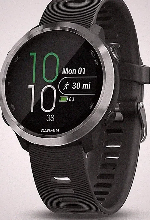 Garmin Forerunner 645 Music silber am Silikonarmband schwarz