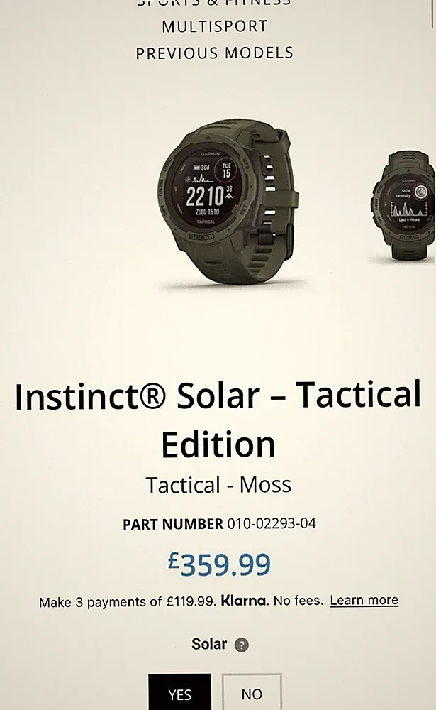 garmin instinct solar smart watch