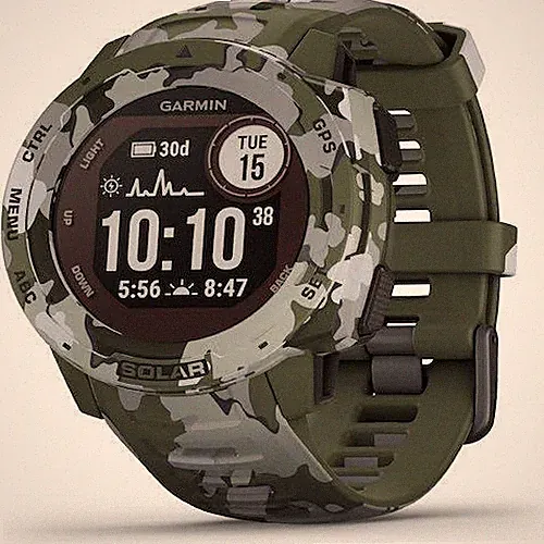 Garmin Instinct Solar Sports Watch Rugged GPS HRM Camo Edition Lichen