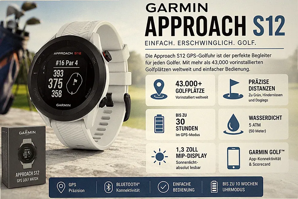 ⛳ Garmin S12 Golf Uhr Schlagweitenmessung GPS Smartwatch Sport Armband Uhr NEU