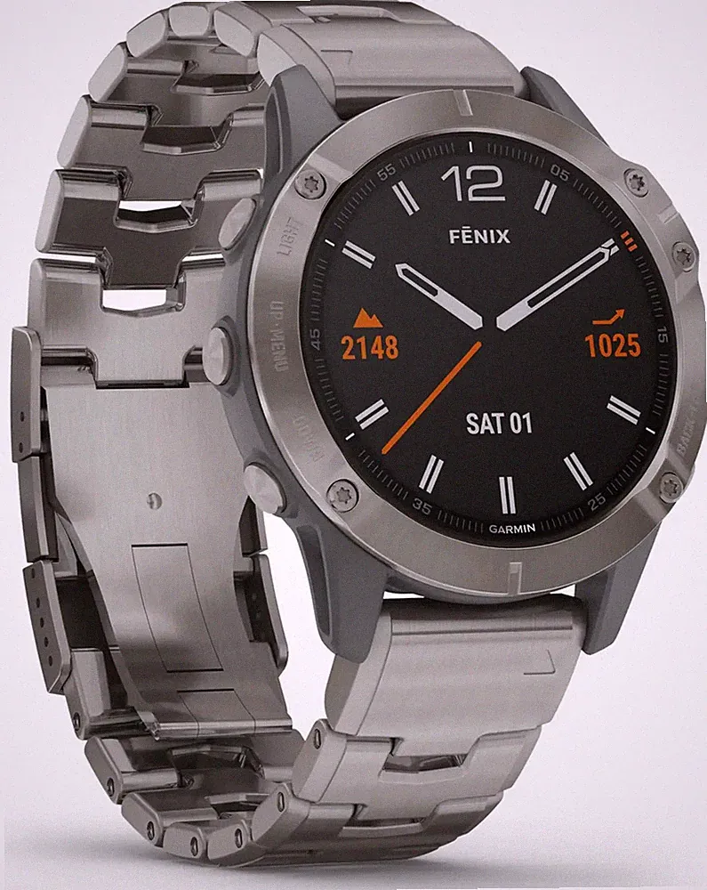 Garmin Sportuhr GPS Uhr Smartwatch Uhr fenix 6 Sapphire Titan 47mm Grau Onesize