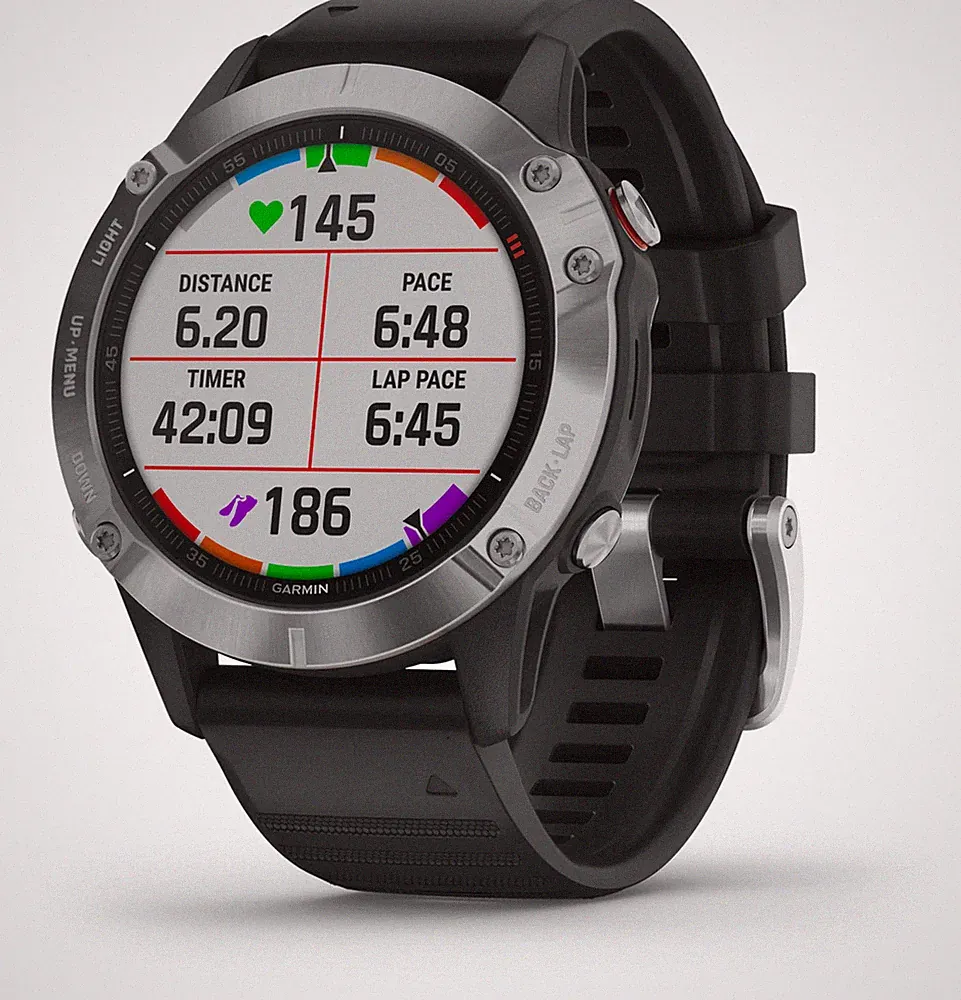 Garmin Sportuhr Uhr Smartwatch Fenix 6 GPS MIP Multisport Schwarz Silber - Neu