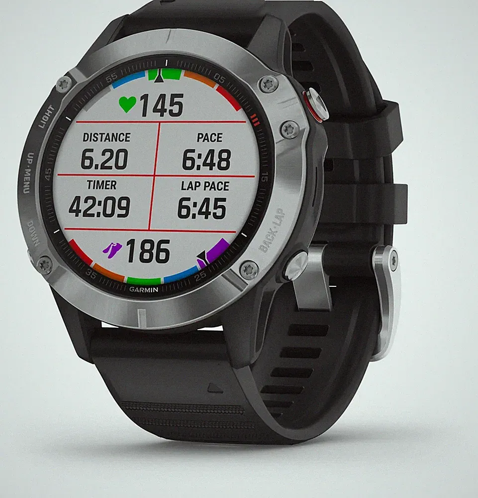 Garmin Sportuhr Uhr Smartwatch Fenix 6 GPS MIP Multisport Schwarz Silber Ones225