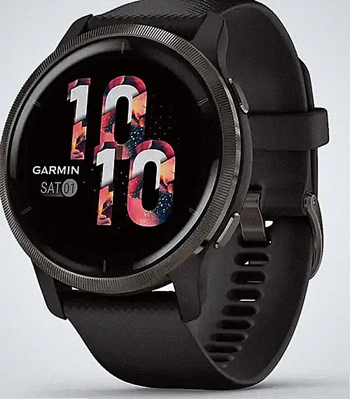 Garmin Venu 2 45 mm schwarz am Silikonarmband schwarz [Wi-Fi]