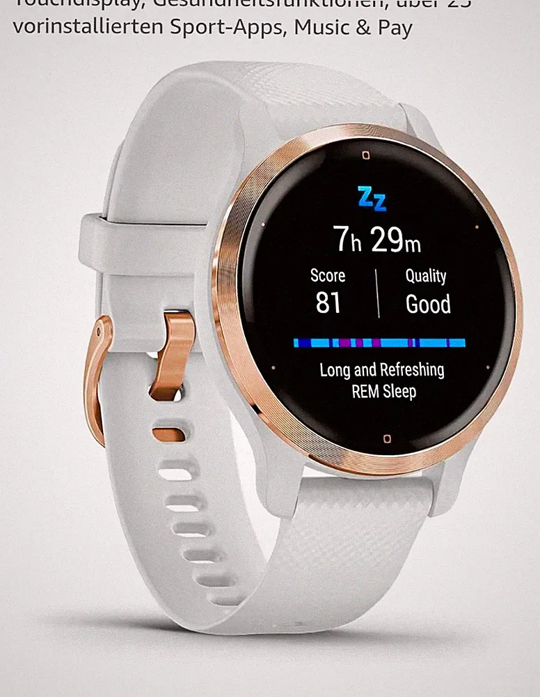 Garmin Venu 2S Smartwatch 40 mm weiß/roségold GPS Silikonarmband Android
