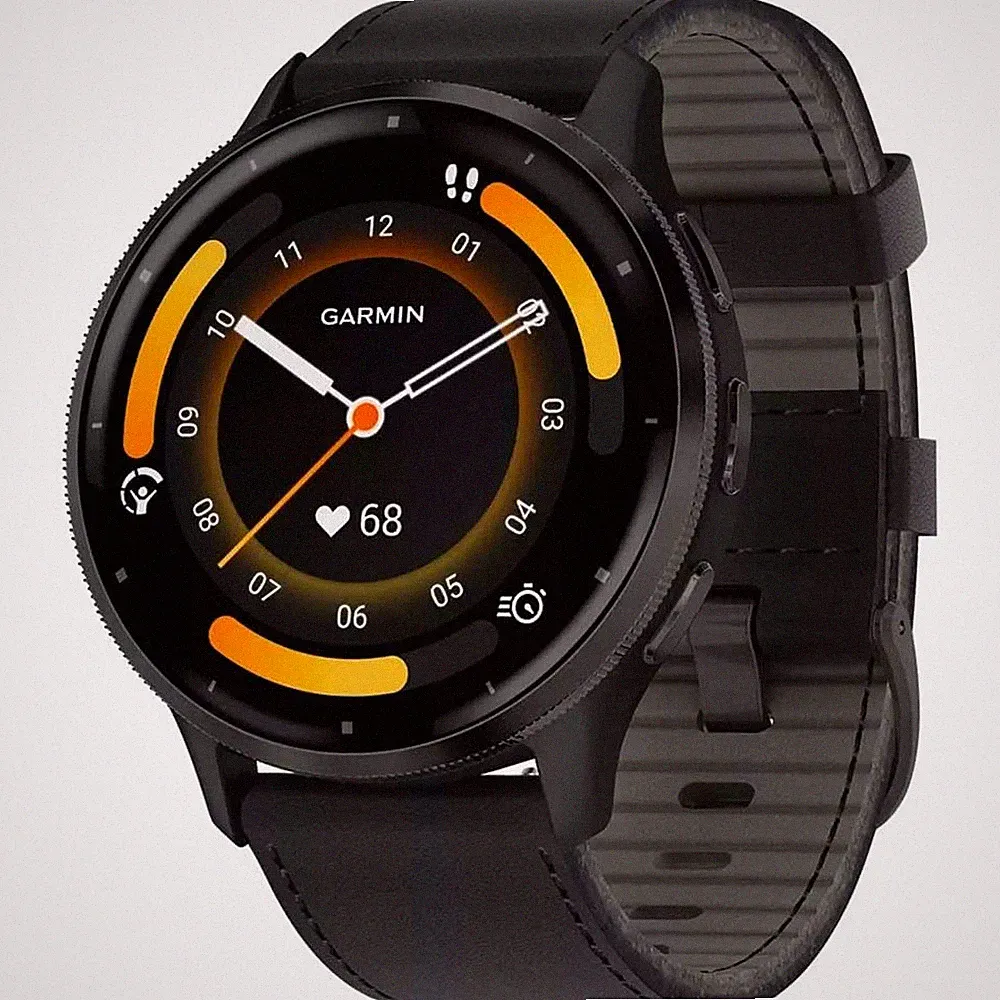 Garmin VENU 3 Smartwatch Leder + Silikon Schwarz AMOLED 45mm GPS 010-02784-52