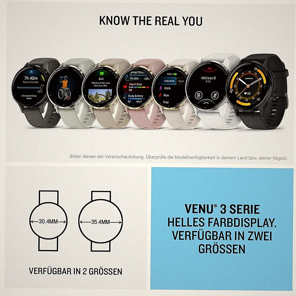 Garmin Venu 3S 1,2'' 41mm Bluetooth Fitness-Smartwatch GPS Silikon Armban 390