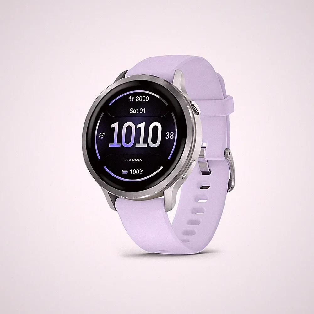 Garmin Venu 4 41 mm silber intelligente Uhr mit Band Silikon Periwinkle
