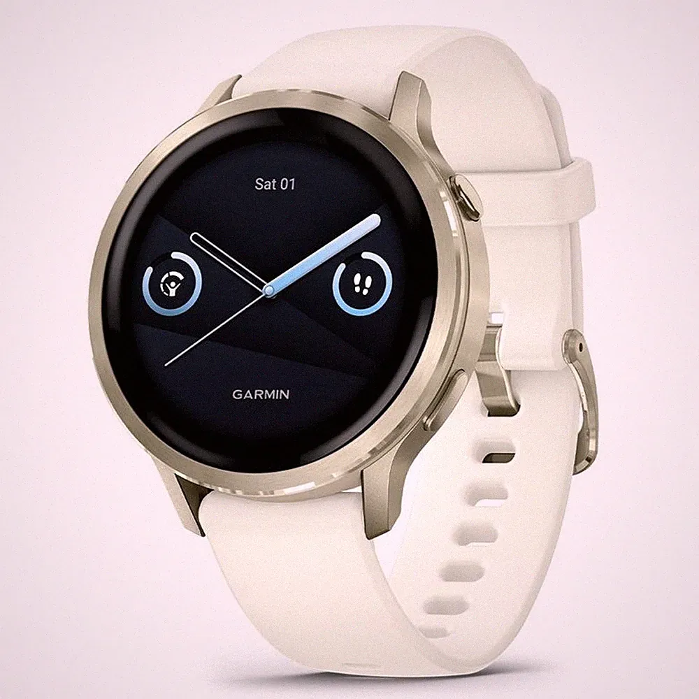 Garmin Venu 4 (41mm) Fitness-Smartwatch mit Silikon-Armband (18mm) beige