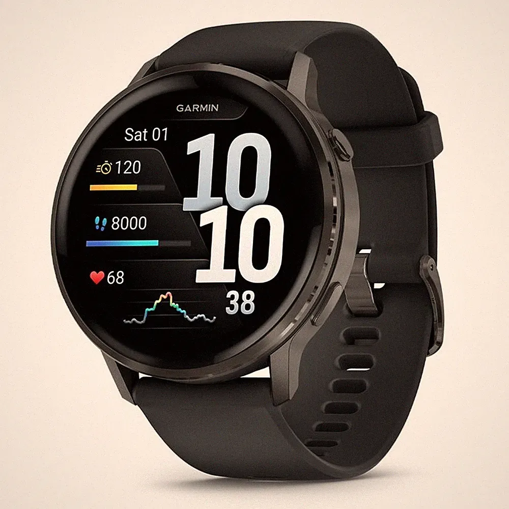 Garmin Venu 4 (45mm) Fitness-Smartwatch mit Silikon-Armband (22mm) schwarz
