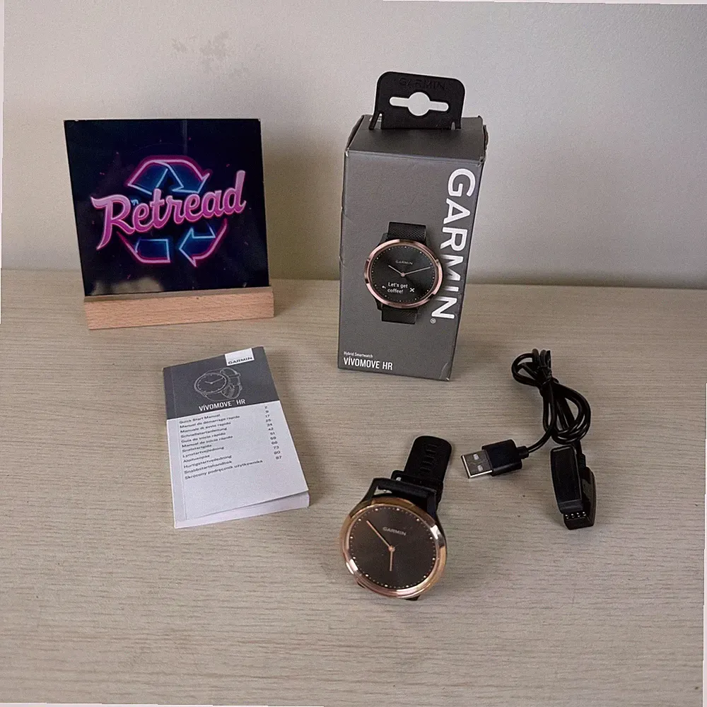 Garmin Vivomove HR Hybrid Smartwatch Schwarz Roségold, Originalverpackt mit Ladegerät