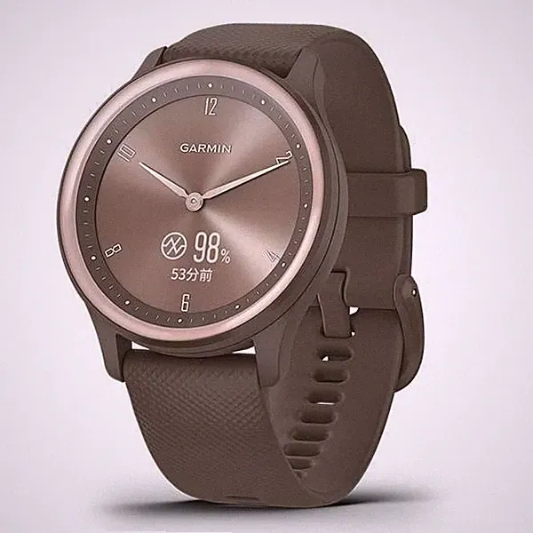 Garmin vivomove Sport Hybrid Smartwatch Peach Gold Cocoa