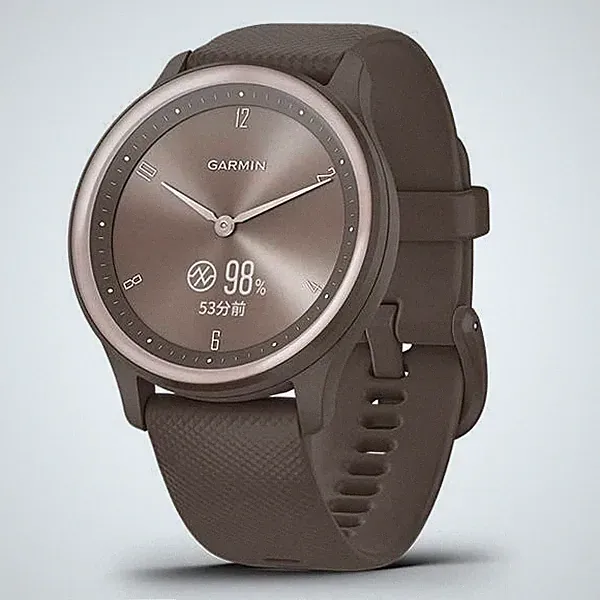 Garmin vivomove Sport Hybrid Smartwatch Peach Gold Cocoa