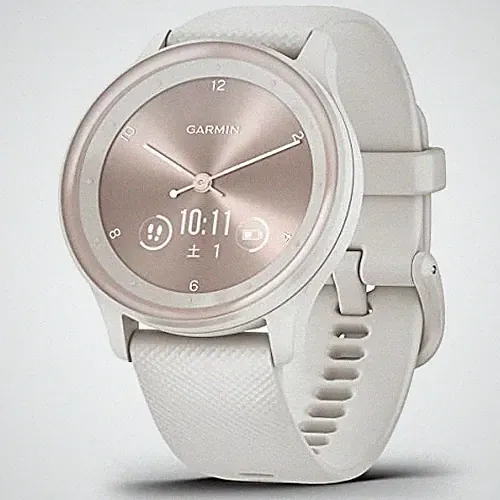 Garmin vivomove Sport Peach Gold Ivory Smartwatch iOS Android Gehäuse Akku