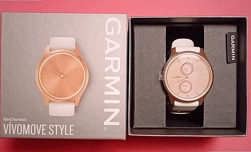 Garmin Vivomove Style Smartwatch GPS Aktivitätsmonitor Style Weiß/Roségold