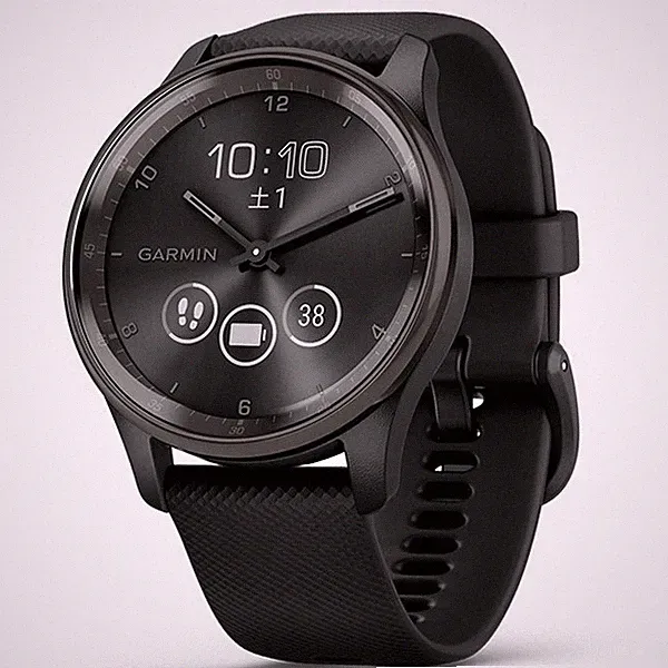 GARMIN Vivomove Trend Schwarz/Schiefer Silikonband Hybrid Smartwatch 010-0266...