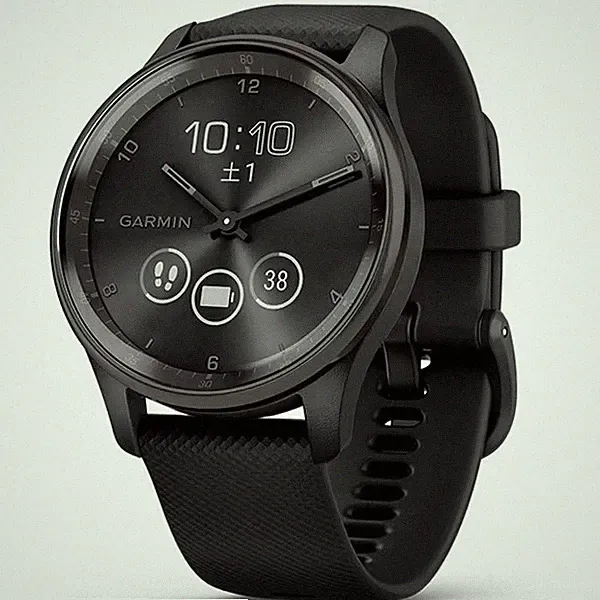 GARMIN Vivomove Trend Schwarz/Schiefer Silikonband Hybrid Smartwatch 010-0266...