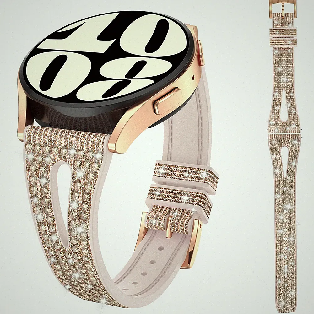 Glitzerarmband für Samsung Galaxy Watch 7 6 5 4, 20mm Silikon Diamant Ersatza...