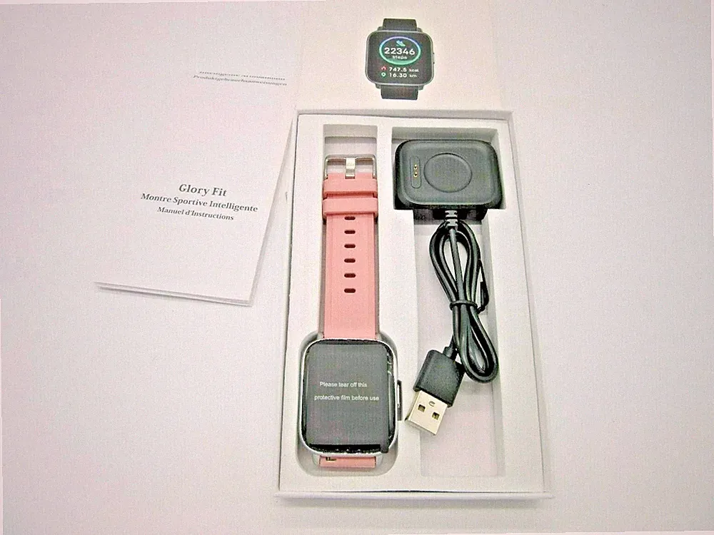 Glory Fit Smartwatch Uhr für Android iOS Fitness Sport Pink Rosa