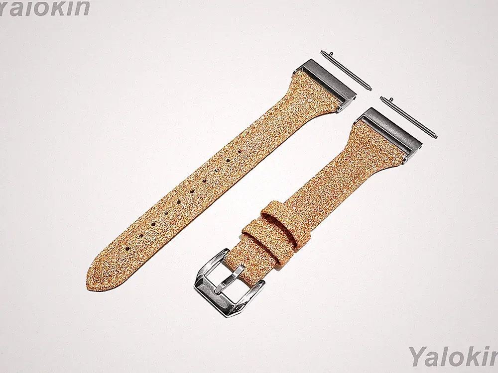 Gold Glitzer Slim Leder Band für Garmin Venu X1 Fitness Smartwatch -A24B22