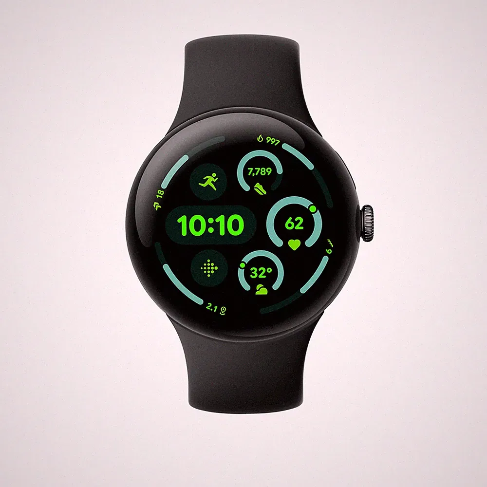 GOOGLE Pixel Watch 3 (Wi-Fi) 45 mm, Smartwatch Aluminium Fluorelastomer, 150–185