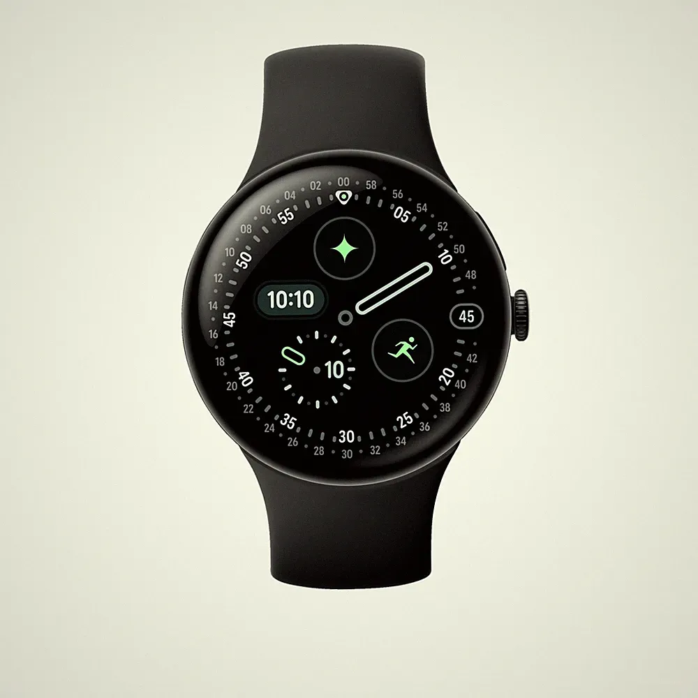 GOOGLE Pixel Watch 4 45 LTE Smartwatch Fluorelastomer, 150-215, Obsidian