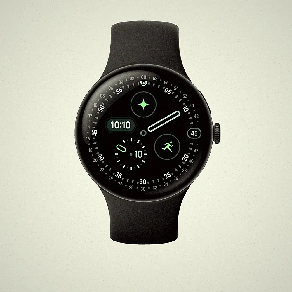 GOOGLE Pixel Watch 4 45 LTE Smartwatch Fluorelastomer, 150-215, Obsidian