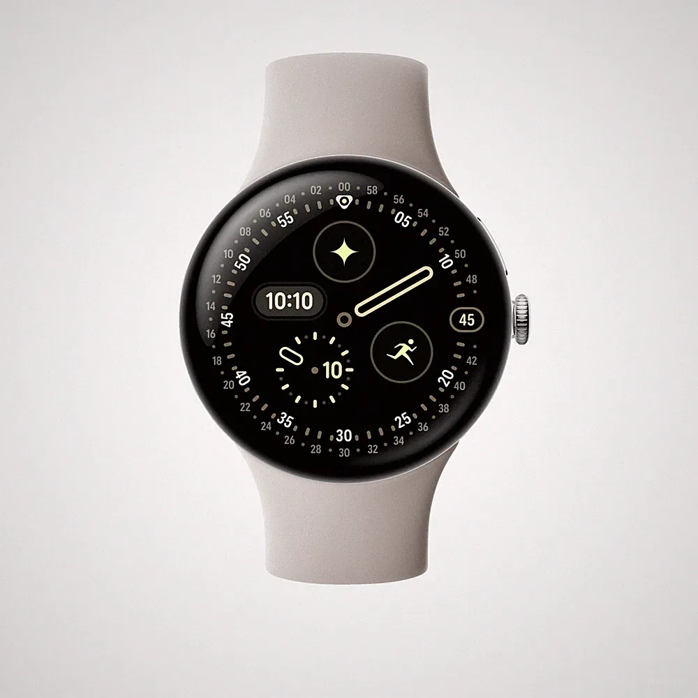 GOOGLE Pixel Watch 4 45 LTE Smartwatch Fluorelastomer, 150-215, Porcelain