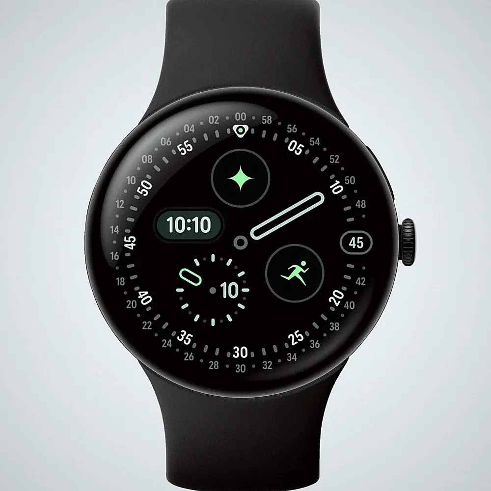 Google Pixel Watch 4 45 Wi-Fi Smartwatch Obsidian (150-215) Fluorelastomer