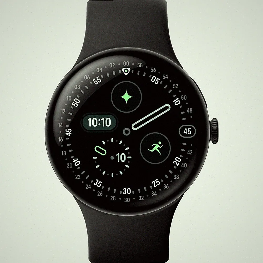 Google Pixel Watch 4 45 Wi-Fi Smartwatch Obsidian (150-215) Fluorelastomer