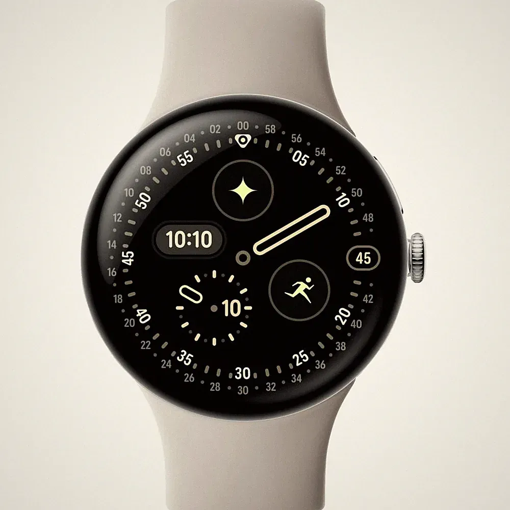 Google Pixel Watch 4 45 Wi-Fi Smartwatch Porcelain (150-215) Fluorelastomer