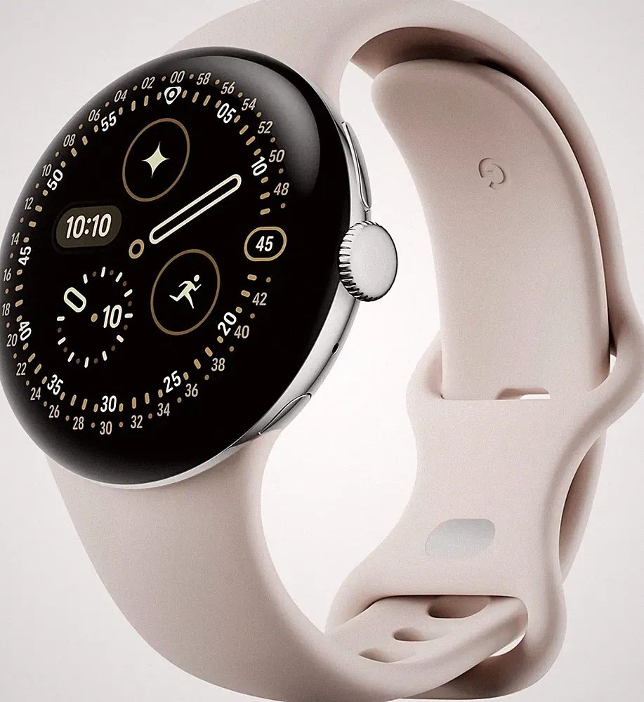Google Pixel Watch 4 Smartwatch 45mm LTE Silber Beige Aluminium Wear OS 6
