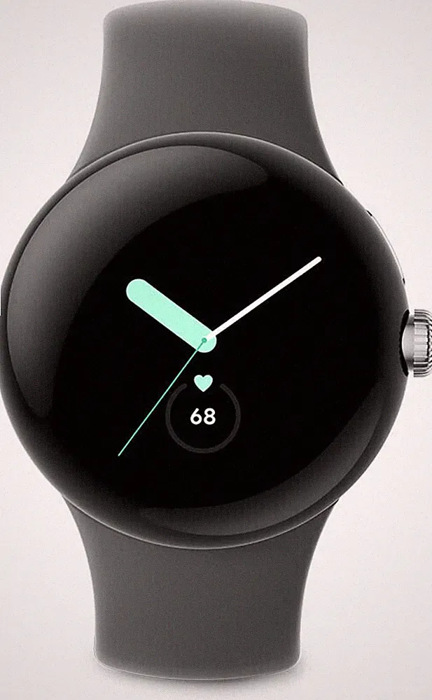 Google Pixel Watch (LTE) - 41mm in Polished Silver mit Sportarmband in Hazel