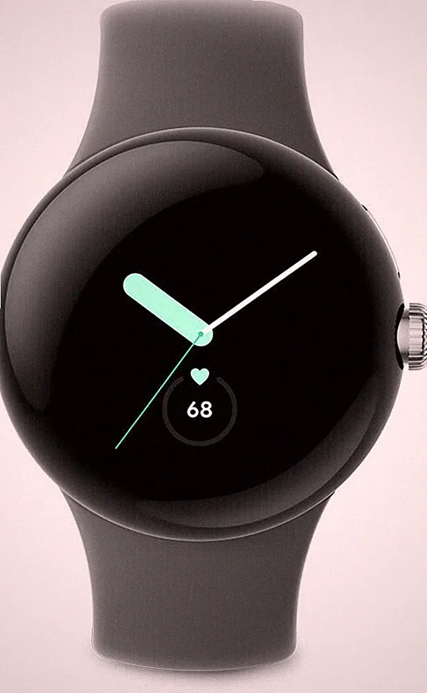 Google Pixel Watch (LTE) - 41mm in Polished Silver mit Sportarmband in Hazel